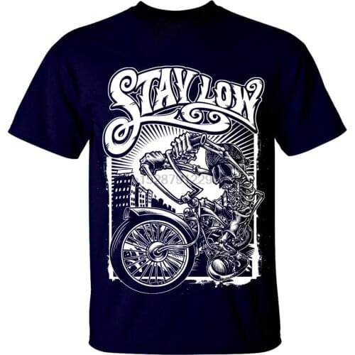 Stay Low T-Shirt Mens S-3Xl Graffiti Biker Rider Lowrider Skeleton Skater Fashion Classic Style Tee Shirt