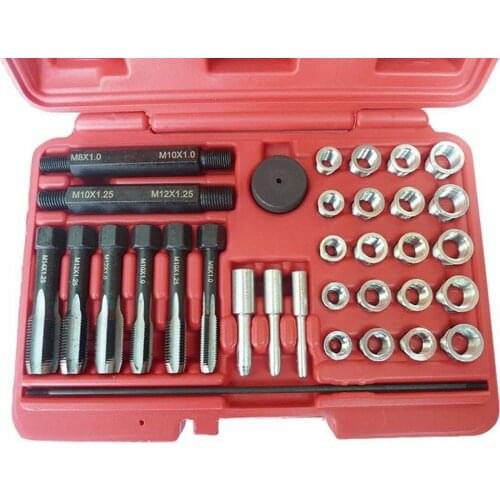 Automotive Repairing Tool Glow Plug Thread Repair Kit Set 33pc Cylinder Heads M8 M10 M12 M14