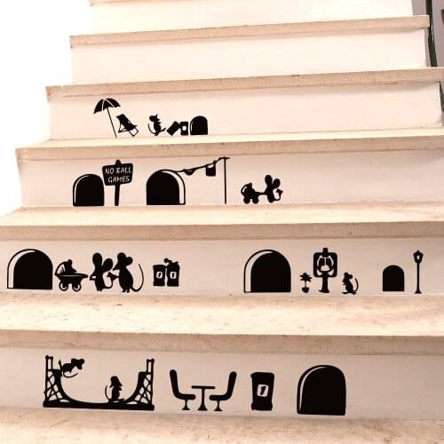Interesting Mouse Hole Paper for Stair Shelf Locker Personality Decoration for Childrens Gifts