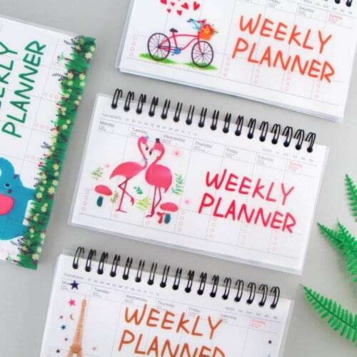 Kawaii Cartoon Coil Weekly Planner Paper Spiral Notebook Agenda Dairy Cut Animal Memo Notepad For Kids Gift Korean Stationery