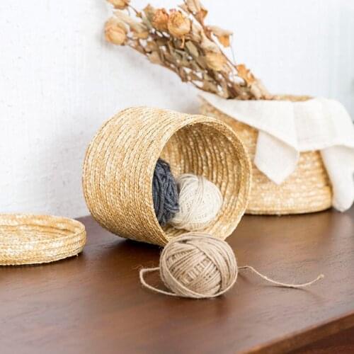 Wheat Straw Storage Basket Desktop Debris Finishing Green Home Bathroom Clothing Toys Finishing Storage With Lid Basket