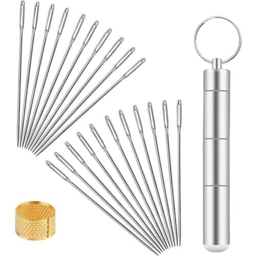 LMDZ 21 Pcs Large Eye Sewing Needles, 1.58Inch/4CM Sewing Sharp Needles, Handmade Leather Needle Embroidery Thread Needle