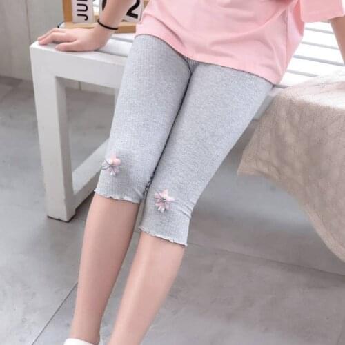 Girls Leggings Summer Knee Length Pants Kid Five Pants Trousers Toddler Capris Shorts Floral Printed Legging Children Clothes