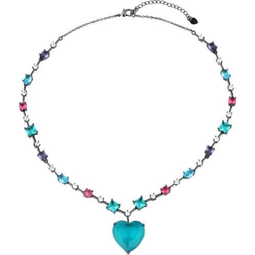 SINZRY hotsale fashion jewelry colorful cubic zirconia heart shape womens pendant chokers necklaces