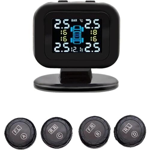 Mini Car Tire Pressure Monitoring System TPMS Digital Full Color LCD Display Auto Security Alarm Systems External Senor Wireless