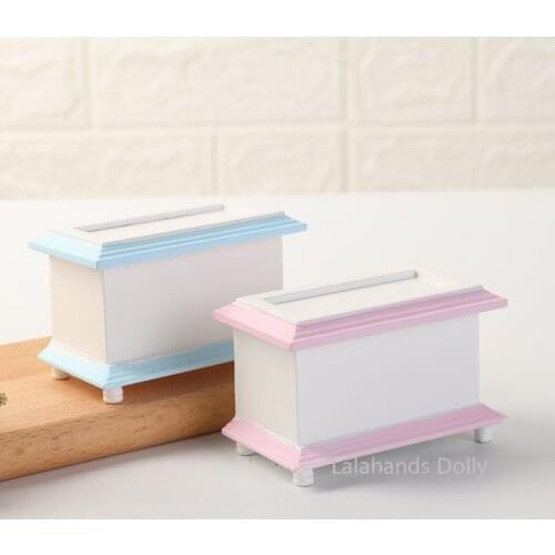 1:12 Mini Can Open Wooden Box Miniature Model for The Dollhouse Bedroom Furniture Decoration