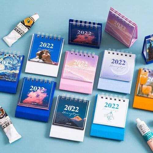 2022 Time Planning Bureau Series Mini Desk Calendar INS Style Galaxy Dreamland Calendars Yearly Agenda Organizer