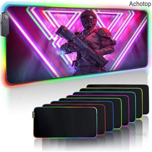 Neon Cartoon Mousepad Anime Design RGB Mouse Pad Gamer Mat Gaming Mousepad XXL Desk Pad Mat For Computer PC Keyboard Mousepad