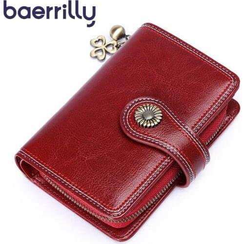 New Fashion Solid Women Clutch Bag Leather Small Female Purse Genuine Leather Rfid Card Holder Women Wallet With Phone Pocket