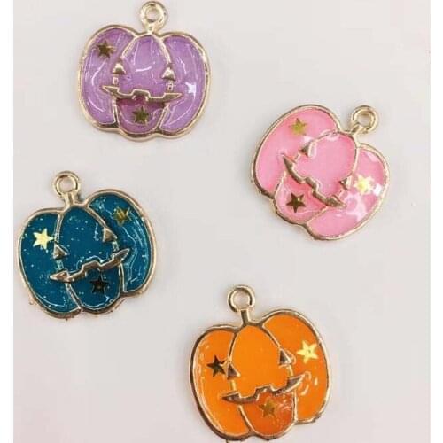 Newest ! 21mm*19mm 20pcs/lot All Enamel Small Pumpkin Charm Pendants
