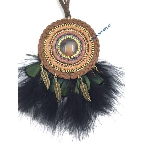 New arrived vintage handmade false collar retro gothic statement Necklace dream catcher feather tassel Party Necklaces for women