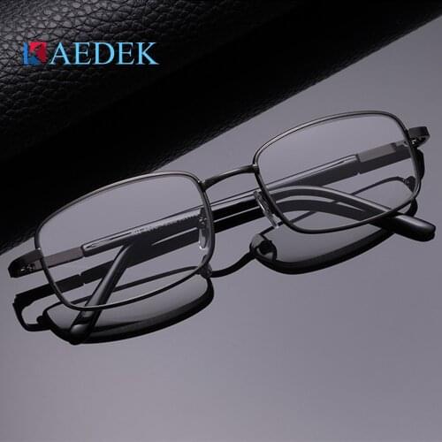KAEDEK Titanium Half Frame Metal Progressive Reading Glasses Men Multifocal Anti Blue Light Presbyopic Glasses Alloy Women Gafas