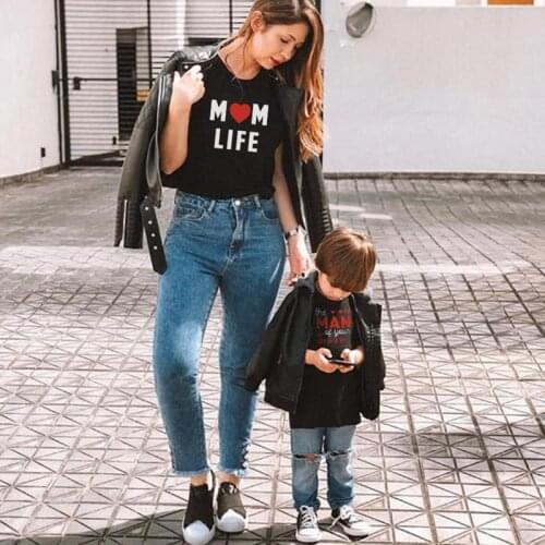 Mother And Son Matching Outfits Mommy And Me Clothes Mom Boy T-Shirt Family Look Clothing for Boys Women Kids Baby Children Sets