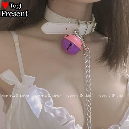 Sexy Rivet Alternative metal PU Leather Collar Bell Choker slave costume BDSM Bondage Necklace Neckband Sex Toys Lolita cosplay