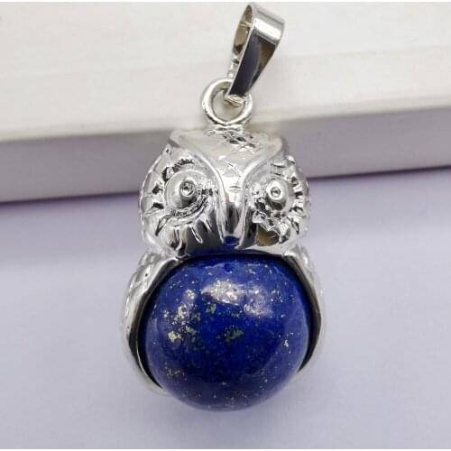 Natural Lapis Bead GEM Pendant Jewelry For Gift Owl S963
