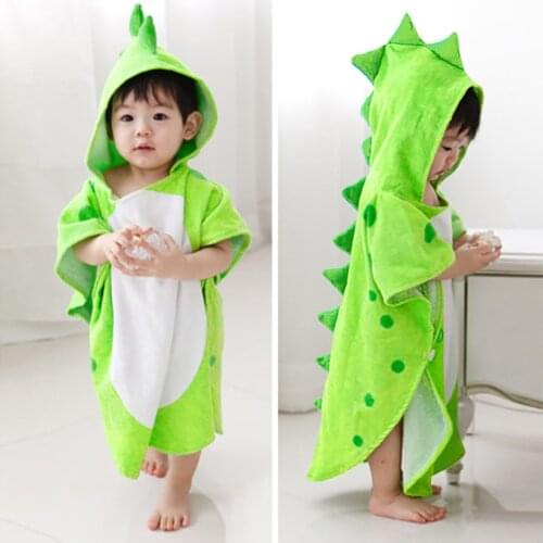 Hooded Boy Girl Cartoon Dinosaur Ponchos Hooded Infant Baby Towels Childrens Bath Towel Kid Beach Towel Infant Bathrobe Pajamas