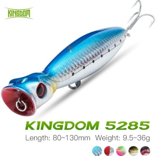 Kingdom Big Popper Fishing Lure 80mm 110mm 130mm Topwater Seabass Fishing Wobblers Crankbait Pesca For Bass Trout Pike Fishing