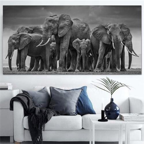 Dropship Modern Canvas Painting large posters Wall Art Pictures Elephants Animal Decorative Posters And Prints for Living Room