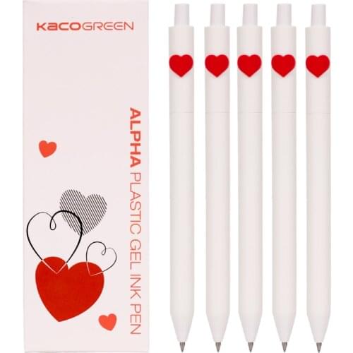 5PCS/Pack KACOGREEN Alpha Plastic Gel Ink Ballpoint Pen 0.5mm Black Ink Pens School Office Supplies /KACO Refill