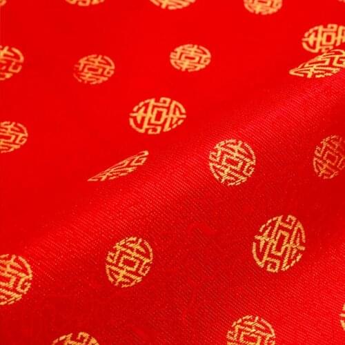 500cm*150cm Imitation silk brocade fabric big red longevity group antique cheongsam cloth sofa clothing dress DIY fabric