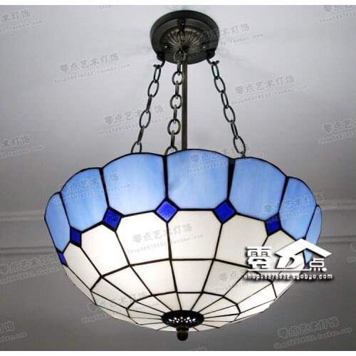 Tiffany Retro Vintage Pendant Lights Glass Lampshade Loft Pendant Lamps E27 110V 220V for Dinning Room Mediterranean-style