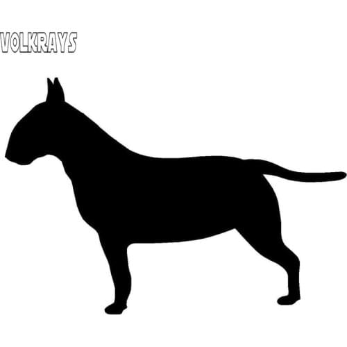 Volkrays Car Sticker Bull Terrier Dog Silhouette Accessories Reflective Waterproof Sunscreen Vinyl Decal Silver/Black,7cm*10cm