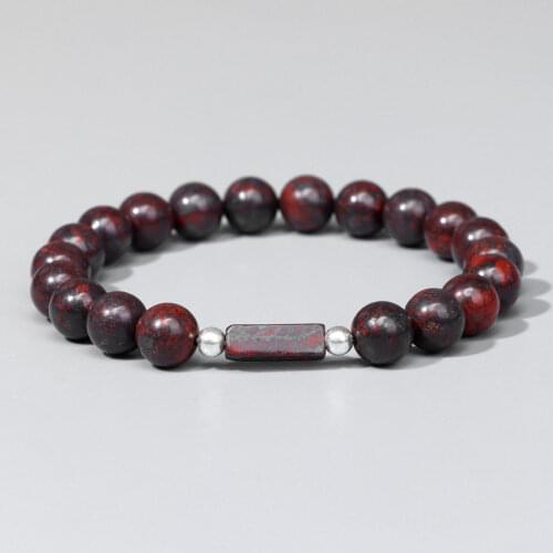 Natural Bloodstone Beads Bracelet Round 8mm Energy Tiger Eye Stone Beaded Charm Bracelet for Women Men Yoga Jewelry Dropshipping