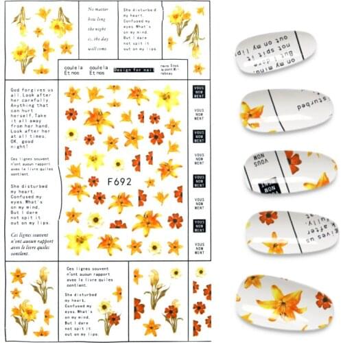 1 Sheet 3D Nail Sticker Flower Leaves Slider Transfer Nail Stickers Nail Art DIY Transfer Sticker Decals Decoration
