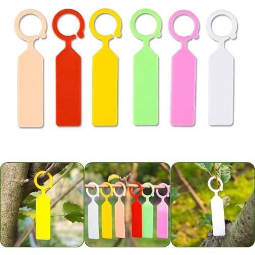 100Pcs Plant label Random Color Ring Plastic Hanging Tags Plant Pot Markers Waterproof Polypropylene Hook Garden Decoration Part