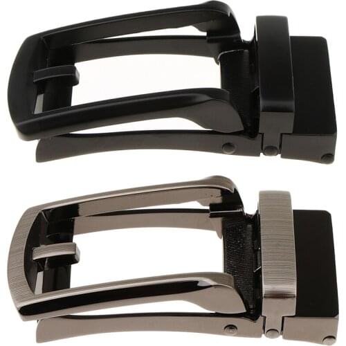 2 Pcs Rectangle Metal Automatic Ratchet Belt Buckle Replacement for Men Leather Belt