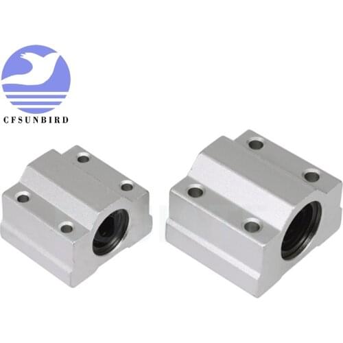 2pcs SC6UU SC8UU SC10UU SC12UU SC16UU Slide Unit Block Bearing Steel Linear Motion Ball Bearing Slide Bushing Shaft 3D Printer