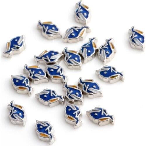 F431 Free Shipping Enamel Shark Floating Locket Charms Shark Charms For Glass Memory Locket 20Pcs/Lot