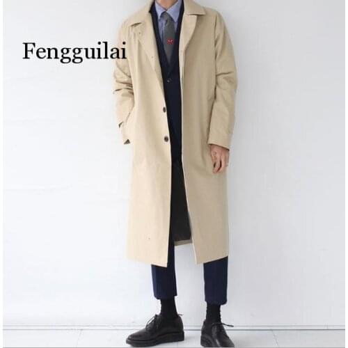 2020 Fashion Designer Long Windbreaker Autumn Winter Single Breasted Windproof Overcoat Plus Size