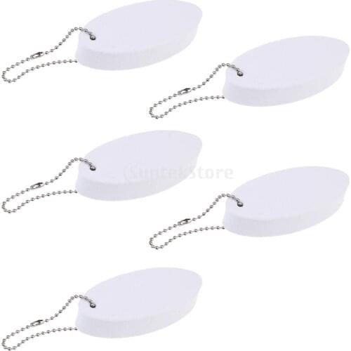 5 Pieces Yachting Boating Canoe Swimming Floating Key Chain Key Ring- Surfboard Shape White