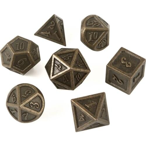 7Pcs/Set Metal Multifaceted Dice D4 D6 D8 D10 D10% D12 D20 Polyhedral TRPG Games Dice DND Multi Sides Board Game Dices BC0262