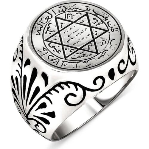 925 sterling Seal Of Solomon Silver Men 'S Ring