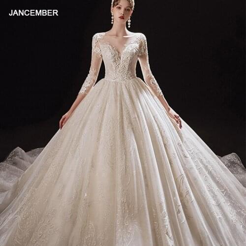 ASN056 Wedding Dress Luxury Sweetheart Long Sleeve Lace Bridal Gown vestidos de novia para playa فستان عروس robe de marie