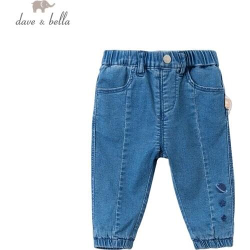 DBX15272 dave bella winter baby boys pants baby fashion cartoon embroidery pockets trousers children high quality trousers