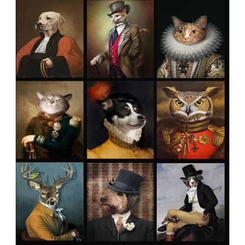 DIY Diamond Pictures Funny Animal Owl Dog Cat Portrait Poster 5D Dimond Cross Stitch Mosaic Embroidery Painting Wall Art Kits