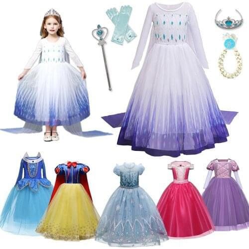 Baby Girl Princess Costume For Kids Halloween Birthday Party Cosplay Dress Up Girl Clothes Children Accessory Outfits Long Gown