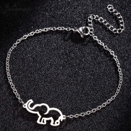 Jisensp Stainless Steel Bracelet Hollow Lovely Elephant Bracelets Bangles Fashion Jewelry for Women Girls Party Gift bijoux
