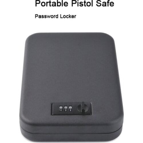 Portable Pistol Safe Mini Password lock Gun Box Car Security Box Storage Box Valuables Cash Jewelry Safe Ammo Box Gun Safes