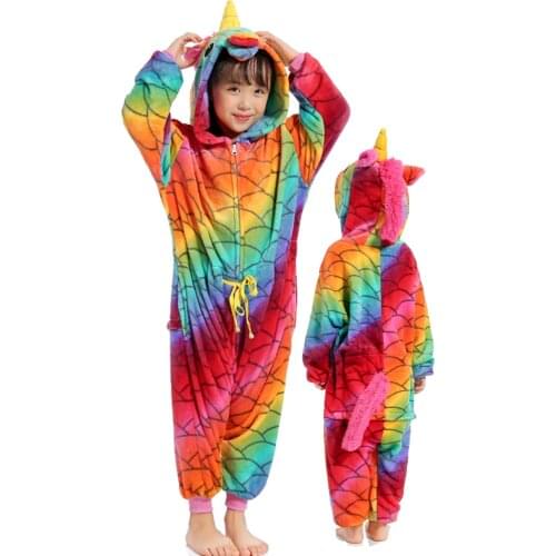 Unicorn Onesie Pajamas Kids Anime Cosplay Costume Girls Animal Kigurumi Jumpsuit Winter Sleepwear Halloween Party Onesieshow