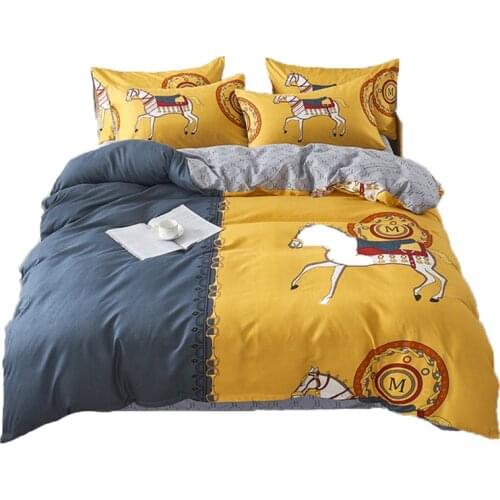 New Luxury Brushed Printing Bedding Set Queen Duvet Cover King Size Comforter Set Bed Sheets Luxury 2pcs Pillowcase