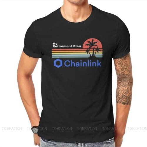 Cryptocurrency Crypto Miner Chainlink Retro Sunset Tshirt Classic Grunge Mens Clothes Tops Oversized Cotton O-Neck T Shirt