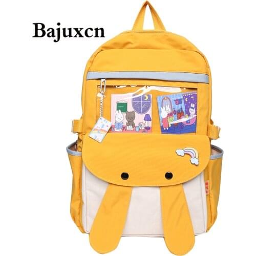 Lovely Rabbit ears Multifunctional Backpack Teenage Girl Portable Travel Bag Female Small Schoolbag Badge Women Backpacks