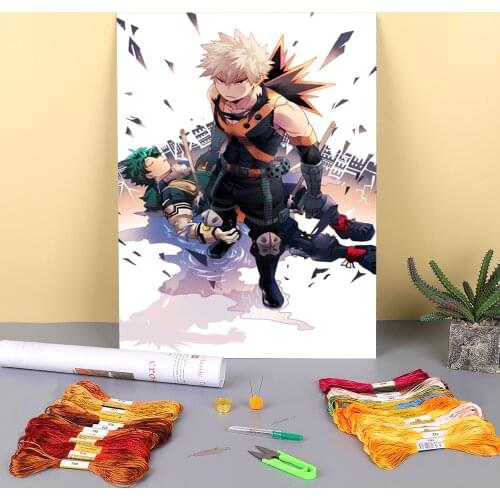 My Hero Academia Pre-Printed 11CT Cross-Stitch Kit DIY Embroidery DMC Threads Craft Painting Sewing Handmade Magic For Jewelry