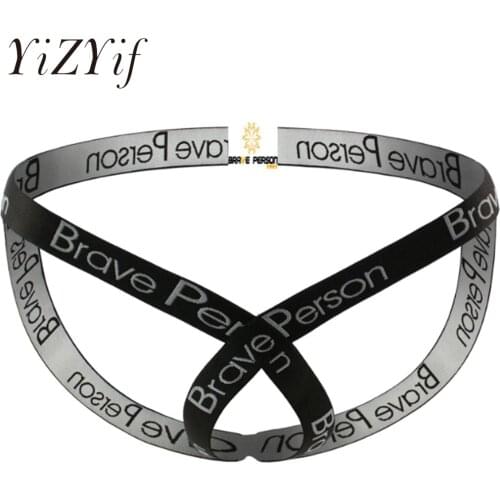 Mens Lingerie Open Butt Jockstrap Hollow Out Underwear Letter Print Elastic Waistband Underpants T-back Thongs Briefs Panties