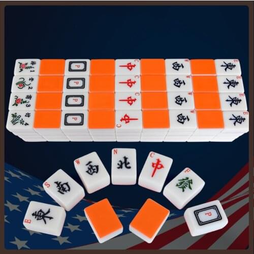 US Numbered Mahjong Set Full Size English 40mm Travel Creative Retro Classic Family Game Table Giochi Da Tavolo Fine Carving