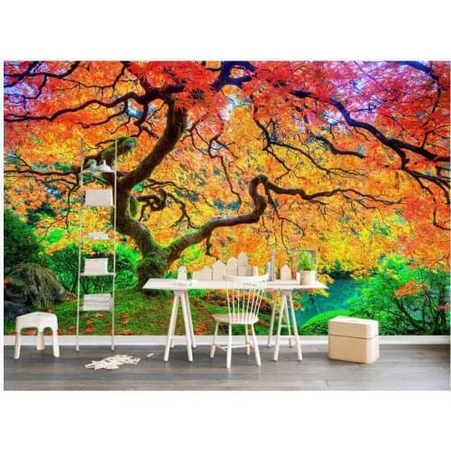 Custom mural 3d wall mural on the wall Autumn forest maple landscape background home decor photo wallpaper for living room